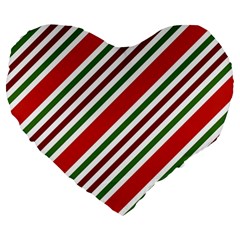 Christmas Color Stripes Large 19  Premium Heart Shape Cushions by Vaneshart