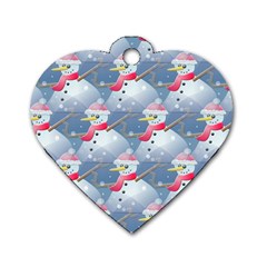 Christmas Snowman Dog Tag Heart (two Sides) by Vaneshart