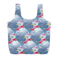 Christmas Snowman Full Print Recycle Bag (l)