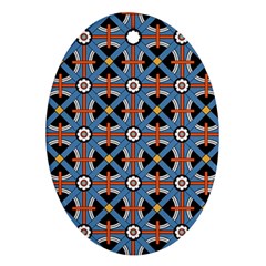 Pattern Weave Background Blue Red Black Ornament (oval)