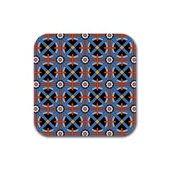 Pattern Weave Background Blue Red Black Rubber Square Coaster (4 Pack)  by Vaneshart