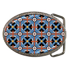 Pattern Weave Background Blue Red Black Belt Buckles