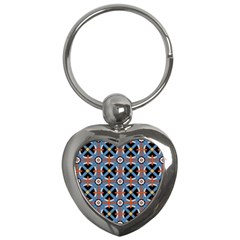 Pattern Weave Background Blue Red Black Key Chain (heart) by Vaneshart