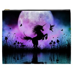 Wonderful Unicorn With Fairy In The Night Cosmetic Bag (xxxl) by FantasyWorld7