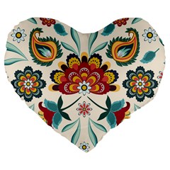 Baatik Print  Large 19  Premium Heart Shape Cushions