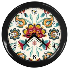 Baatik Print  Wall Clock (black)