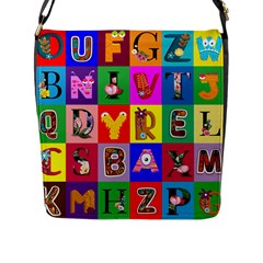 Alphabet Pattern Flap Closure Messenger Bag (l) by designsbymallika