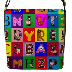 Alphabet Pattern Flap Closure Messenger Bag (s)