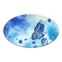 Blue Shaded Design Oval Magnet by designsbymallika