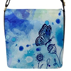 Blue Shaded Design Flap Closure Messenger Bag (s) by designsbymallika