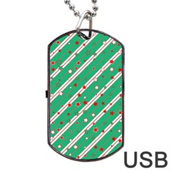 Christmas Paper Stars Pattern Texture Background Dog Tag Usb Flash (two Sides)