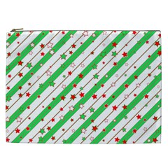 Christmas Paper Stars Pattern Texture Background Colorful Colors Seamless Cosmetic Bag (xxl)
