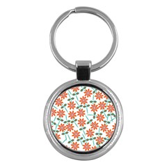 Vector Flower Floral Pattern Seamlesspattern Pink Colorful Kids Key Chain (round)