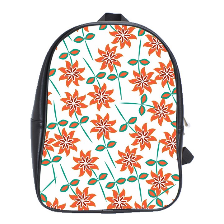 Vector Flower Floral Pattern Seamlesspattern Pink Colorful Kids School Bag (XL)