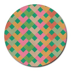 Abstract Seamlesspattern Graphic Lines Vintage Background Grunge Pattern Colorful Round Mousepads by Vaneshart