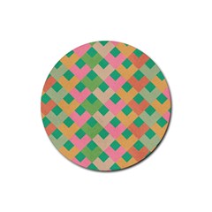 Abstract Seamlesspattern Graphic Lines Vintage Background Grunge Pattern Colorful Rubber Round Coaster (4 Pack)  by Vaneshart