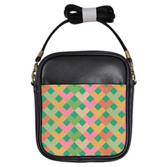 Abstract Seamlesspattern Graphic Lines Vintage Background Grunge Pattern Colorful Girls Sling Bag