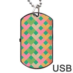 Abstract Seamlesspattern Graphic Lines Vintage Background Grunge Pattern Colorful Dog Tag Usb Flash (one Side)