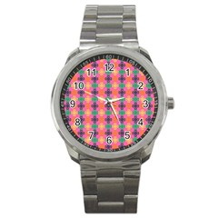 Abstract Seamlesspattern Graphic Lines Vintage Background Grunge Diamond Dotted Sport Metal Watch by Vaneshart