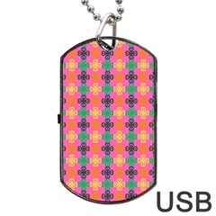 Abstract Seamlesspattern Graphic Lines Vintage Background Grunge Diamond Dotted Dog Tag Usb Flash (one Side)