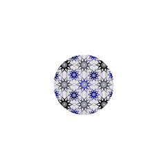 Pearl Pattern Floral Design Art Digital Seamless Blue Black 1  Mini Magnets by Vaneshart