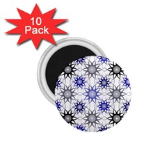 Pearl Pattern Floral Design Art Digital Seamless Blue Black 1 75  Magnets (10 Pack) 