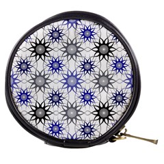 Pearl Pattern Floral Design Art Digital Seamless Blue Black Mini Makeup Bag by Vaneshart