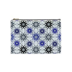 Pearl Pattern Floral Design Art Digital Seamless Blue Black Cosmetic Bag (medium) by Vaneshart