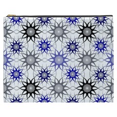 Pearl Pattern Floral Design Art Digital Seamless Blue Black Cosmetic Bag (xxxl) by Vaneshart