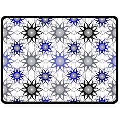 Pearl Pattern Floral Design Art Digital Seamless Blue Black Double Sided Fleece Blanket (large) 