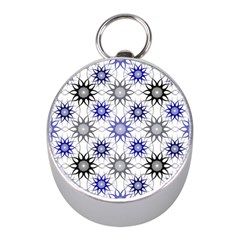 Pearl Pattern Floral Design Art Digital Seamless Blue Black Mini Silver Compasses