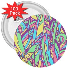 Feathers Pattern 3  Buttons (100 Pack) 