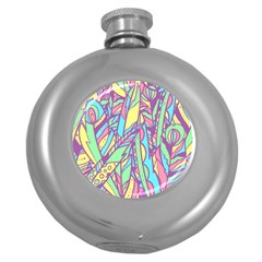 Feathers Pattern Round Hip Flask (5 Oz)