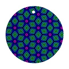 Seamless Pattern Pattern Purple Stars Round Ornament (two Sides)