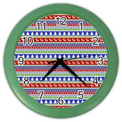 Christmas Color Stripes Pattern Color Wall Clock by Vaneshart