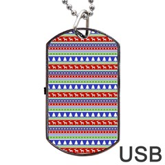 Christmas Color Stripes Pattern Dog Tag Usb Flash (two Sides)