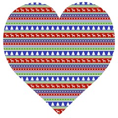 Christmas Color Stripes Pattern Wooden Puzzle Heart by Vaneshart