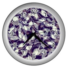 Leaves Pattern Colors Nature Design Wall Clock (silver)