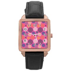 Abstract Seamlesspattern Graphic Lines Vintage Background Black White Dotted Rose Gold Leather Watch  by Vaneshart