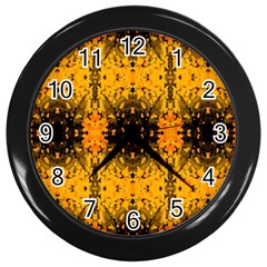 Pattern Wallpaper Background Yellow Amber Black Wall Clock (black)