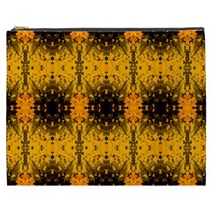 Pattern Wallpaper Background Yellow Amber Black Cosmetic Bag (xxxl) by Vaneshart