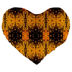 Pattern Wallpaper Background Yellow Amber Black Large 19  Premium Heart Shape Cushions