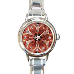 Star Pattern Red Abstract Round Italian Charm Watch by Vaneshart