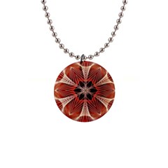 Star Pattern Red Abstract 1  Button Necklace by Vaneshart