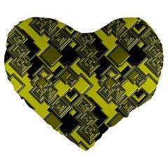 Seamless Pattern Background  Gold Yellow Black Large 19  Premium Flano Heart Shape Cushions