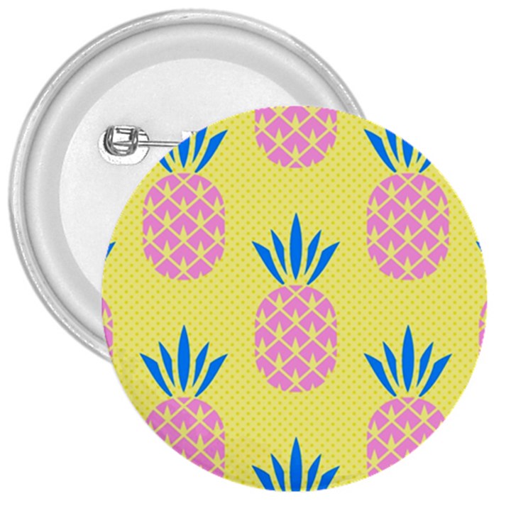 Summer Pineapple Seamless Pattern 3  Buttons