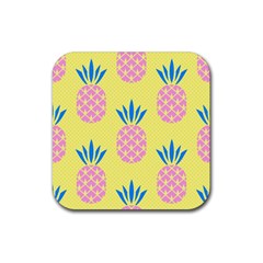 Summer Pineapple Seamless Pattern Rubber Coaster (square)  by Sobalvarro