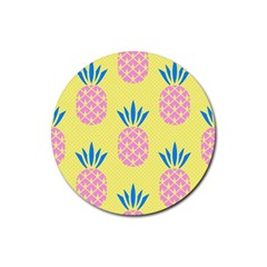 Summer Pineapple Seamless Pattern Rubber Coaster (round)  by Sobalvarro