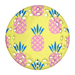 Summer Pineapple Seamless Pattern Ornament (round Filigree) by Sobalvarro