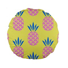Summer Pineapple Seamless Pattern Standard 15  Premium Round Cushions by Sobalvarro